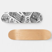 Wit en zwart graffiti ontwerp 2 skateboard (Horizontaal)