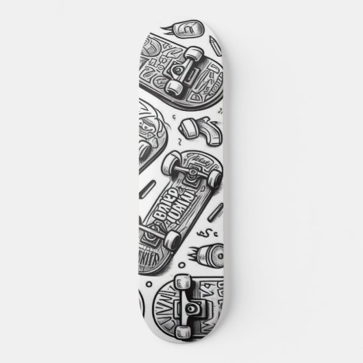 Wit en zwart graffiti ontwerp 2 skateboard (Voorkant)