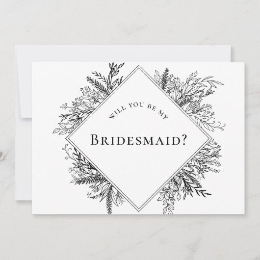 Wit en zwart groen bruidsmeisje voorstel Kaart (Voorkant)