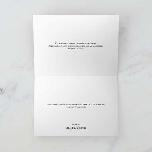 Wit en zwart groen bruiloft dank u kaart (Binnen)