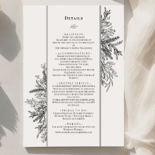 Wit en Zwart Groen Bruiloft Monogram Details Informatiekaartje