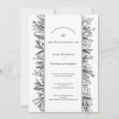 Wit en zwart groen bruiloft verlovingsfeest kaart (Voorkant)