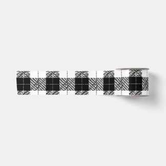 Wit en zwart herringbone tartan lint