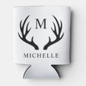 wit en zwart hertengewei monogram blikjeskoeler (Voorkant)