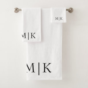 Wit en zwart   Modern monogram Bad Handdoek