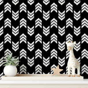Wit En Zwart Moderne Getextureerde Chevron Pijlen Behang