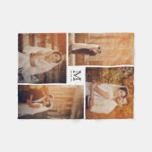 Wit en zwart Monogram 4 Fotocollage Wedding Fleece Deken (Voorkant (Horizontaal))