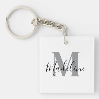 Wit En Zwart Monogram Elegant Sleutelhanger