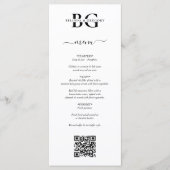 Wit en zwart Monogram Initialen QR Code Trouwen Menu (Voorkant)