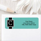 Wit en zwart monogram retouradreslabel etiket (Insitu)