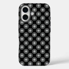 Wit en zwart naadloos patroon iPhone achterkant  16 Hoesje