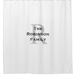 Wit en zwart naam geborduurd  douchegordijn