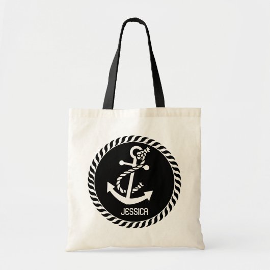 Wit en zwart nautisch anker 2 tote bag (Voorkant)
