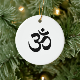 Wit en zwart Om-symbool Keramisch Ornament