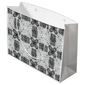 Wit en zwart opengewerkte geometrische patroon Ann Groot Cadeauzakje (Achterkant Gekanteld)