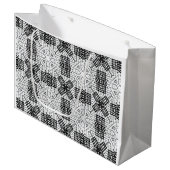 Wit en zwart opengewerkte geometrische patroon Ann Groot Cadeauzakje (Voorkant Gekanteld)