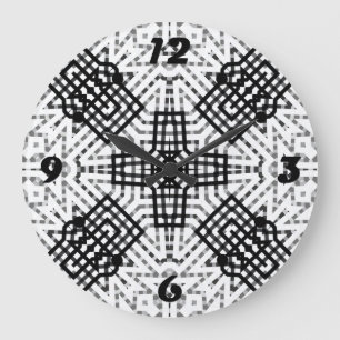 Wit en zwart opengewerkte geometrische patroon Ann Grote Klok