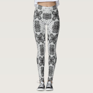 Wit en zwart opengewerkte geometrische patroon Ann Leggings