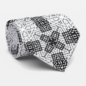 Wit en zwart opengewerkte geometrische patroon Ann Stropdas (Opgerold)