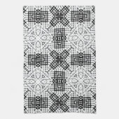 Wit en zwart opengewerkte geometrische patroon Ann Theedoek (Verticaal)