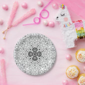 Wit en zwart opengewerkte geometrische patroon Els Papieren Bordje (Feest)