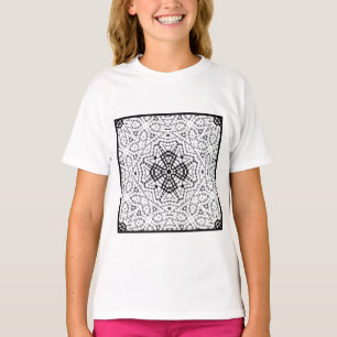 Wit en zwart opengewerkte geometrische patroon Els T-shirt