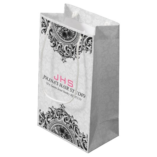 Wit en zwart Ornament Klein Cadeauzakje (Achterkant Gekanteld)