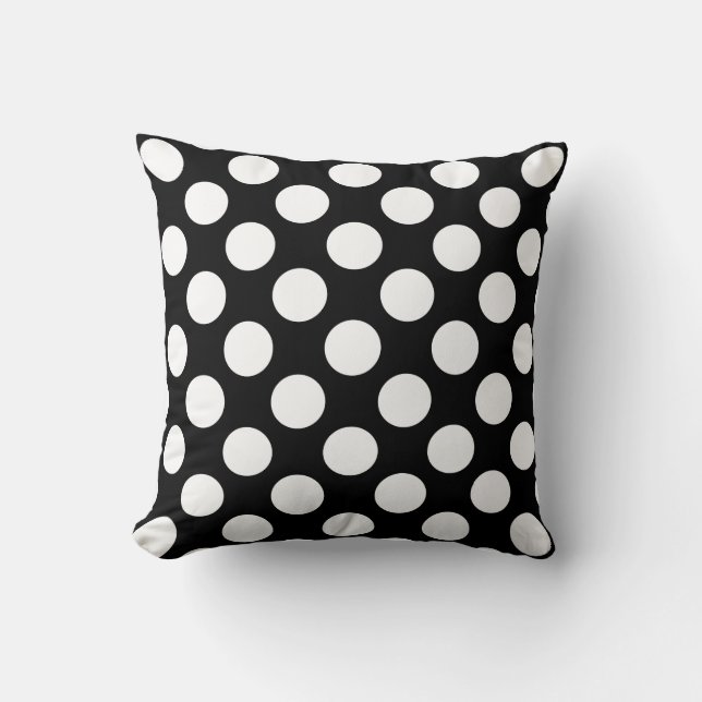 Wit en zwart polka dot patroon kussen (Voorkant)
