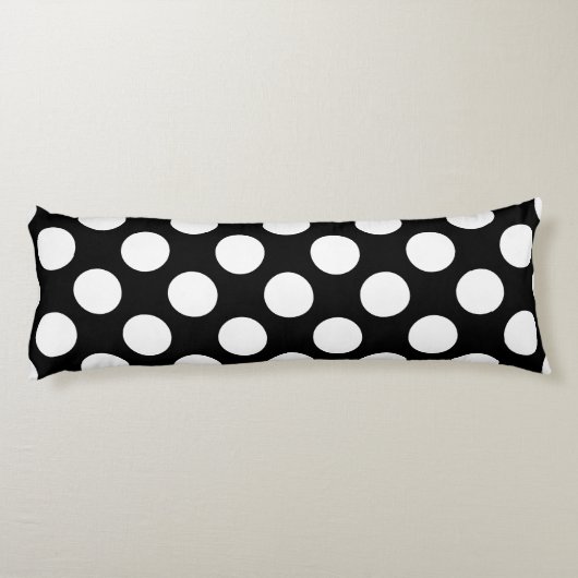 Wit en zwart polka dot patroon lichaamskussen (Achterkant)