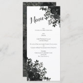 Wit en zwart Roos Gothic Wedding Menu (Voorkant / Achterkant)