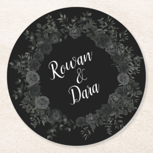 Wit en Zwart Roos Gotische Bruiloft Onderzetters