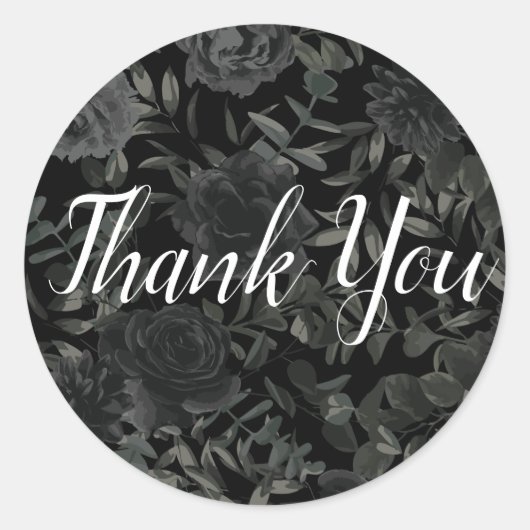 Wit en Zwart Roos Gotische Bruiloft Sticker Labels (Voorkant)