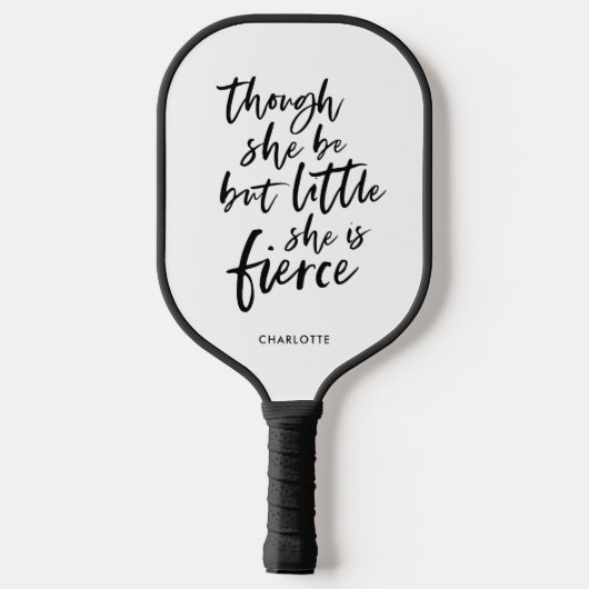 Wit en zwart script Little But Fierce Shakespeare Pickleball Paddle (Achterkant)