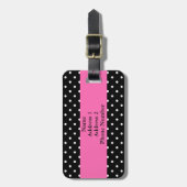 Wit en zwart stippenpatroon bagagelabel (Voorkant verticaal)