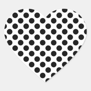 Wit en zwart stippenpatroon hart sticker