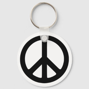 Wit en zwart vredessymbool sleutelhanger