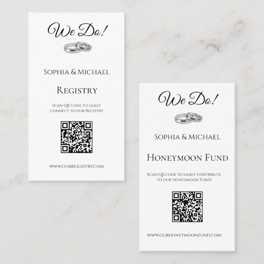 Wit en Zwart- We Do-Wedding Rings-Registry- Visitekaartje (Voorkant / Achterkant)