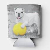 Wit Engels Bulldog portret met bal Blikjeskoeler (Achterkant)