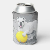 Wit Engels Bulldog portret met bal Blikjeskoeler (Blikje Achterkant)
