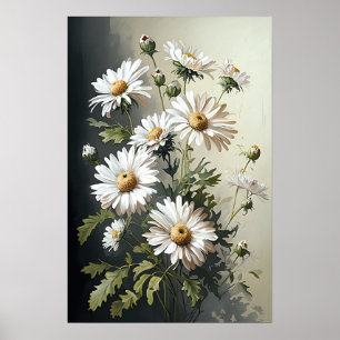Wit Engels Daisy Flower Art Print Poster
