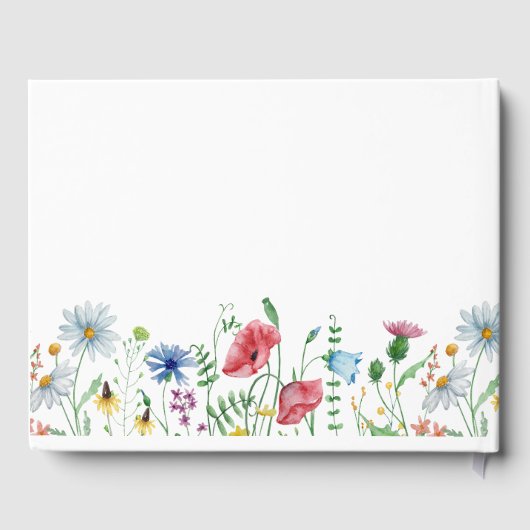 Wit esthetisch Wildflower Vrijgezellenfeest Gastenboek (Achterkant)