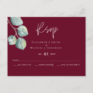 Wit EUCALYPTUS-huwelijk met een lage begroting Briefkaart