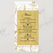 Wit & Faux Goud Bloemen Werveltje Chic Trouwmenu Menu (Voorkant / Achterkant)
