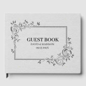 Wit Faux Leather Black Lijst Gastenboek (Voorkant)