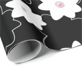 wit floreel patroon met roze parels cadeaupapier (Rol Hoek)