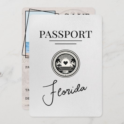 Wit Florida paspoort Bewaar de datum Save The Date (Voorkant / Achterkant)