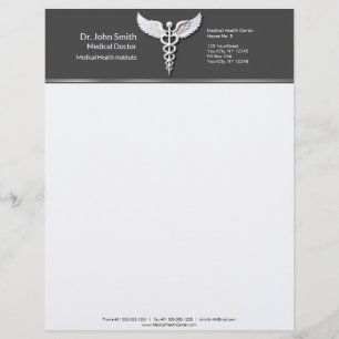 Wit Gedetailleerd Schoon Caduceus Warm Grijs Medis Briefhoofd