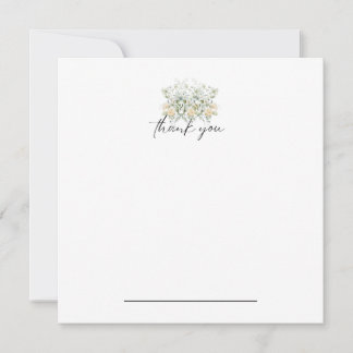Wit & Geel Bloemen Dank u Notecard Bedankkaart