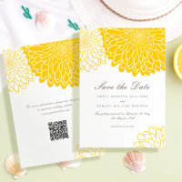 Wit Geel Chrysanthemum QR Code Save the Date