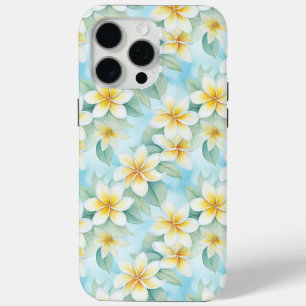  Wit Geel Frangipani Floral Designer iPhone 15 Pro Max Hoesje